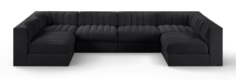 Rummi - Armless Velvet Performance Fabric Upholstered 6 Piece Modular Sectional