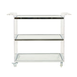 Elegant Acrylic Bar Cart With Tempered Glass Shelves And Rattan Metal Frame - Clear