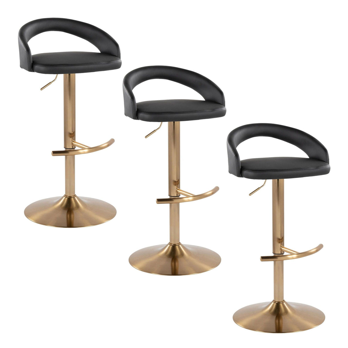Grotto - Upholstered Adjustable Barstool - Gold Metal Base