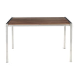 Fuji - Modern Dining Table - Stainless Steel With Walnut Wood Top