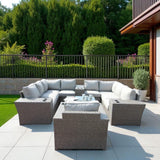 Outdoor Wicker Sectional With Weather Resistant Cushions And Table