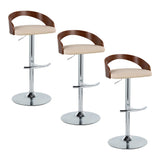 Grotto - Adjustable Barstool - Chrome Metal, Walnut Wood