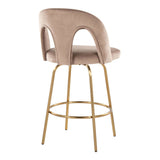 Ava - Upholstered Fixed-Height Barstool (Set of 2) - Gold Base