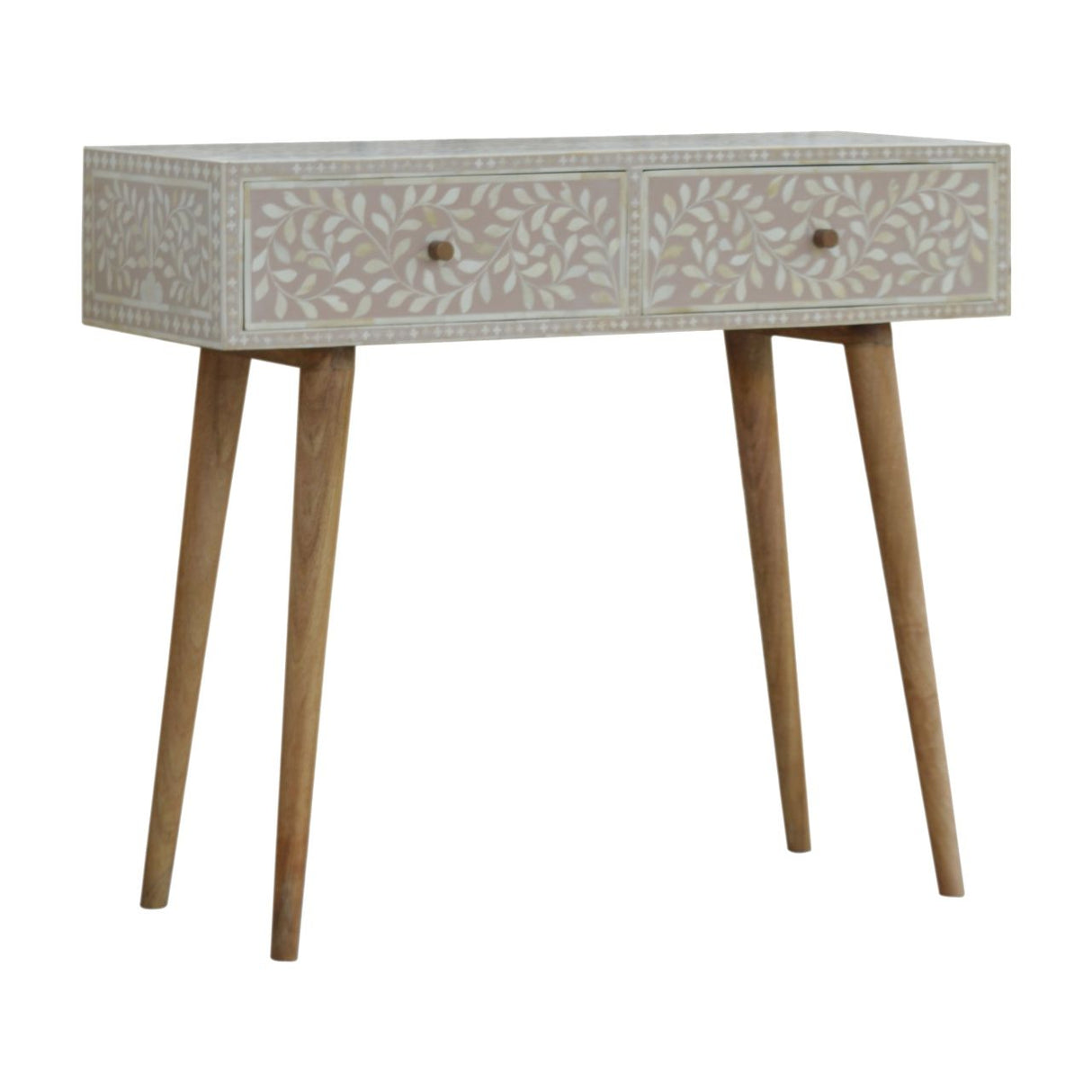 Floral Bone Console - Beige / White