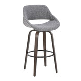 Fabrizzi - 30" Fixed-Height Barstool With Swivel And Round Black Metal Footrest (Set of 2) - Walnut Glazed Wood