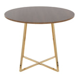 Cosmo - Canary Dining Table - Gold Metal And Walnut Wood