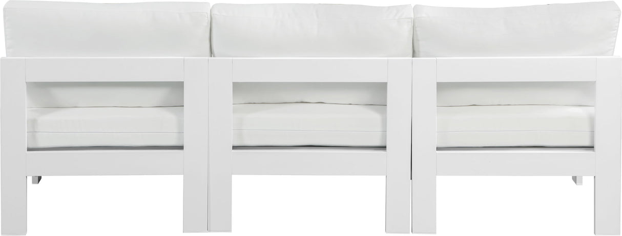 Nizuc - Outdoor Patio 3 Seat Armless Modular Sofa With White Frame