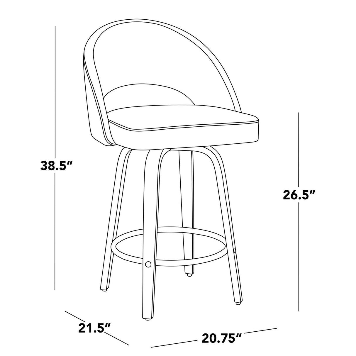 Renee - Upholstered Fixed-Height Barstool (Set of 2) - Walnut Wood, Chrome Metal