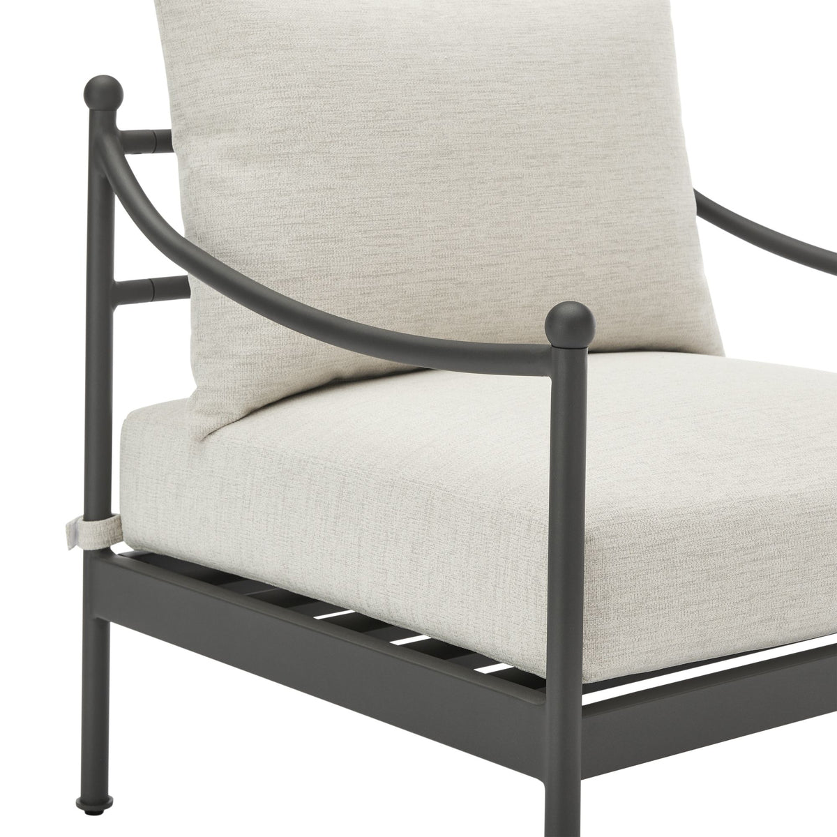 Leni - Outdoor Club Chair With Cushions And Powder Coated Aluminum Frame - Moonveil / Warm Gray