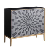 Quilla - Console Cabinet - Black, Gray & Brass