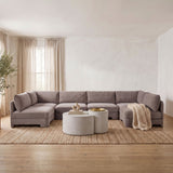 Hammond - Velvet Performance Fabric Upholstered 6 Piece U-Shaped Armless Sectional