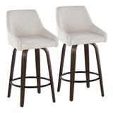 Hannah - 26" Fixed-Height Counter Stool With Swivel And Round Black Metal Footrest (Set of 2) - Walnut Glazed Wood