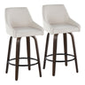 Hannah - 26" Fixed-Height Counter Stool With Swivel And Round Black Metal Footrest (Set of 2) - Walnut Glazed Wood