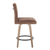 Hannah - 26" Fixed-Height Counter Stool With Swivel And Round Black Metal Footrest (Set of 2) - Whitewashed Wood