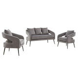 3 Piece Living Room Set, Loveseat & 2 Accent Chairs