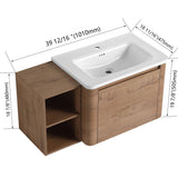 Wall Mounted Bathroom Vanity & Sink, Storage Shelves & Soft Close Door