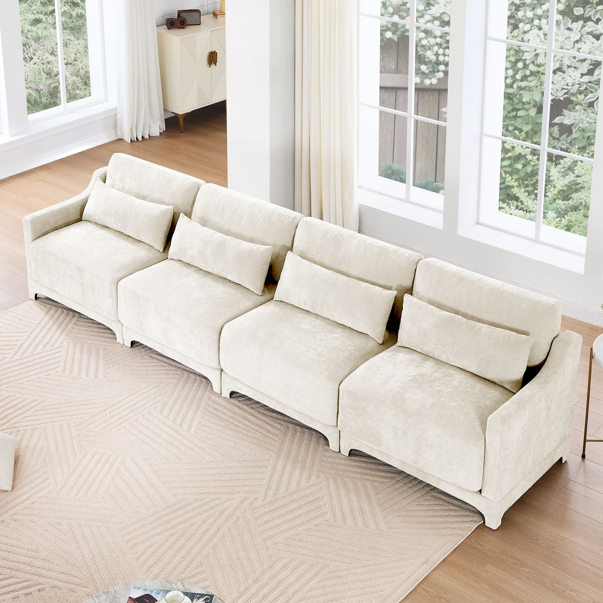 Elegant Sofa With Ergonomic Design And Lumbar Pillows