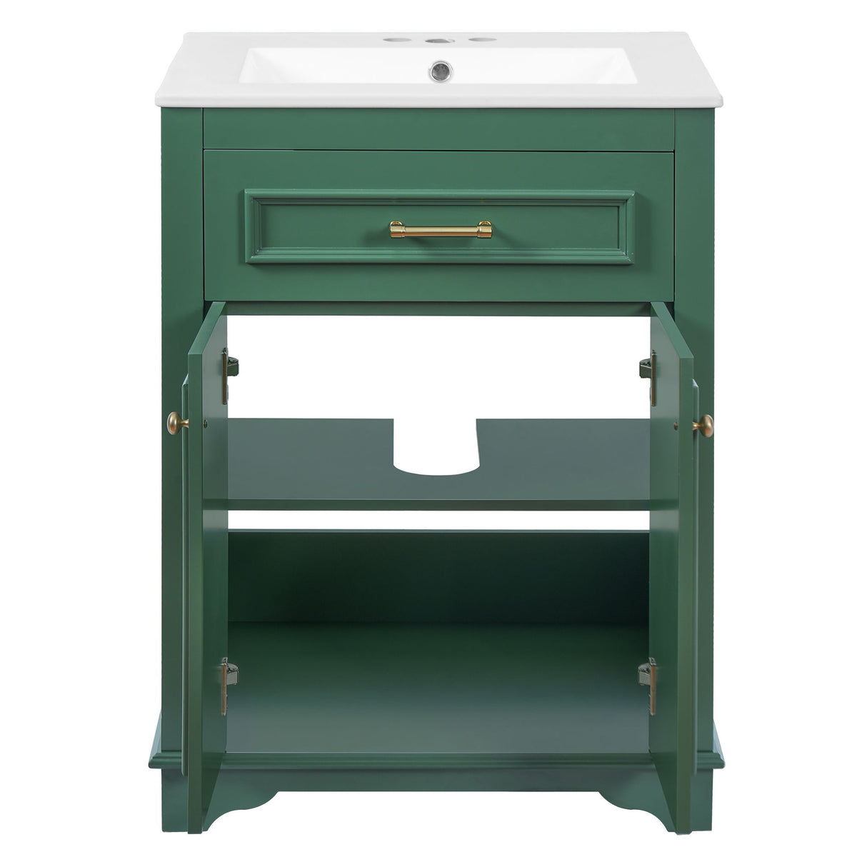 Bathroom Vanity With Integrated Sink, 2 Door Cabinet With Tip Out Drawer, Rectangular Design