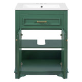 Bathroom Vanity With Integrated Sink, 2 Door Cabinet With Tip Out Drawer, Rectangular Design