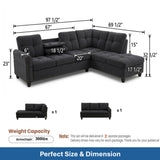 L - Shaped Sectional Sofa With Movable Left Chaise