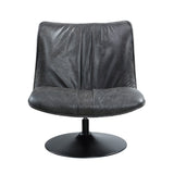 Piotr - Accent Chair With Swivel - Black Top Grain Leather