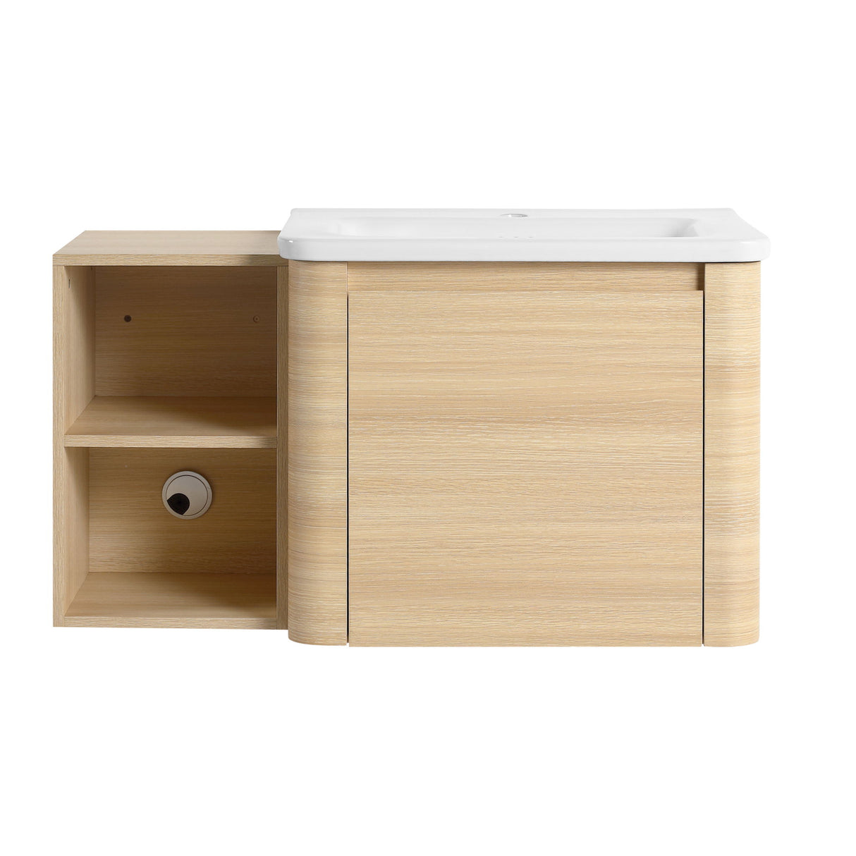 Wall Mounted Bathroom Vanity & Sink, Storage Shelves & Soft Close Door
