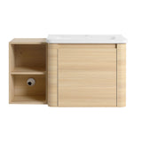 Wall Mounted Bathroom Vanity & Sink, Storage Shelves & Soft Close Door