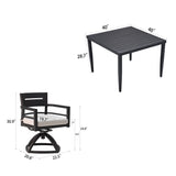 Outdoor Modern Dining Set, Chairs Sunbrella Cushioned And Dining Table With Umbrella Hole