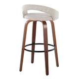 Grotto - Upholstered Fixed-Height Barstool (Set of 2) - Walnut Wood