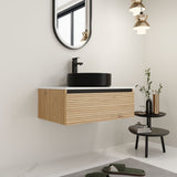 Wall Mounted Bathroom Vanity With Art Sink & 1 Soft Close Drawer