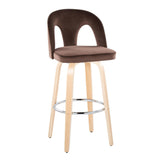 Ava - Upholstered Fixed-Height Barstool (Set of 2) - Natural Wood Base
