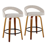 Grotto - 32.5" Upholstered Fixed-Height Counter Stool (Set of 2) - Walnut Wood Base