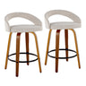 Grotto - 32.5" Upholstered Fixed-Height Counter Stool (Set of 2) - Walnut Wood Base