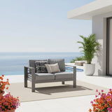 All Weather Patio Loveseat With Thick Cushions - Gray / Gray
