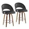 Renee - Upholstered Fixed-Height Barstool (Set of 2) - Walnut Wood, Chrome Metal