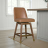 Amelia - Swivel Rubberwood Barstool With Faux Leather Seat