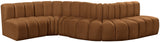 Arc - Velvet 6 Piece Curved Modular Sofa - Saddle