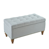 Upholstered Ottoman With Storage And Rivet Trim