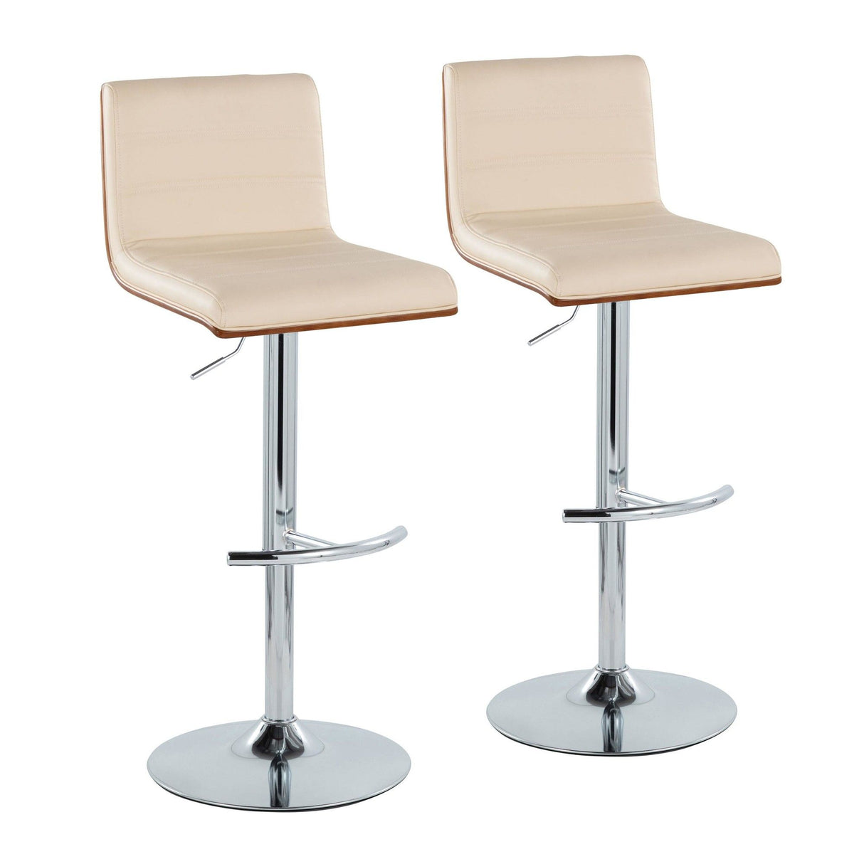 Vasari - Adjustable Barstool (Set of 2) - Cream Faux Leather