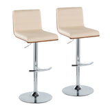 Vasari - Adjustable Barstool (Set of 2) - Cream Faux Leather
