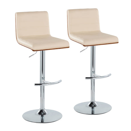 Vasari - Adjustable Barstool (Set of 2) - Cream Faux Leather