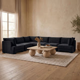 Hammond - Velvet Performance Fabric Upholstered 7 Piece U-Shaped Armless Sectional
