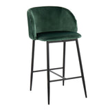 Luna - Fixed-Height Counter Stool (Set of 2) - Black Metal And Velvet