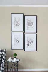 Botanical Wall Art Prints, Home Decor For Living Room Dining Room, Bedroom, Hallway (Set of 4) - White / Black