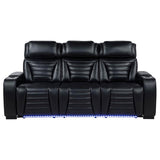 Zuma - Faux Leather Dual Power Reclining LED Sofa - Black