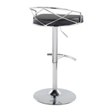 Charlotte - Glam Adjustable Swivel Barstool (Set of 2) - Chrome Frame