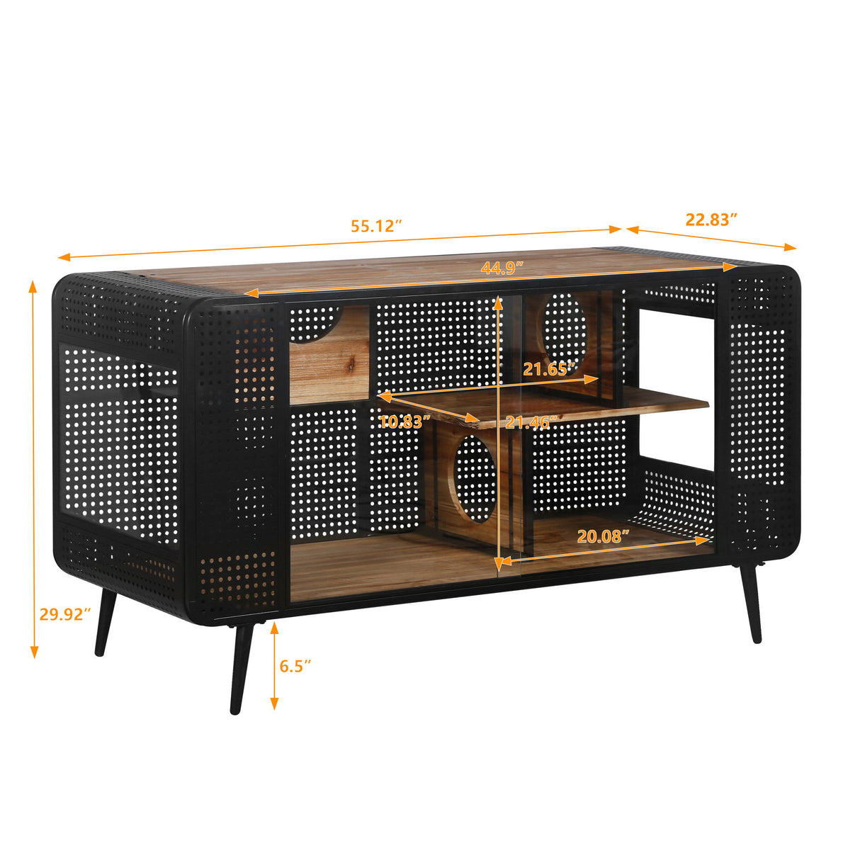 Modern Spacious Cat House With Tempered Glass And Iron Frame For Living Room - Black / Brown