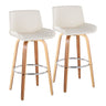 Santi - 30" Fixed-Height Barstool With Swivel And Round Chrome Metal Footrest (Set of 2) - Zebra Wood