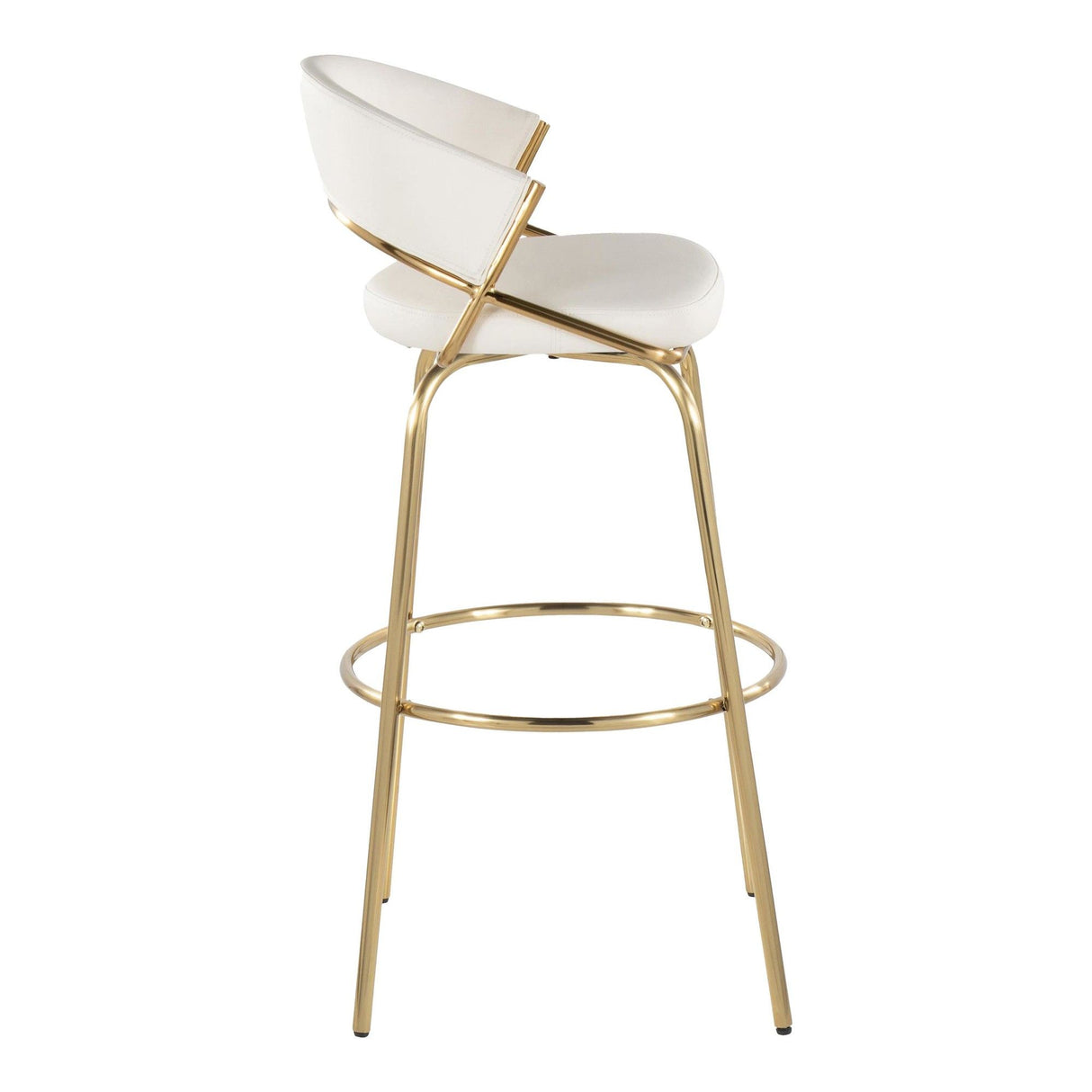 Jie - 30" Fixed-Height Barstool With Swivel - Gold Legs (Set of 2)