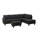 L - Shaped 3 Piece Sectional Sofa With Chaise, Storage Ottoman & Cup Holders
